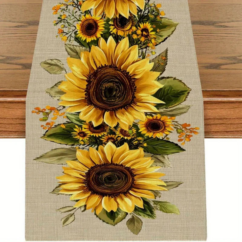 Sunflower Country Style Table Runner Polyester Fiber Farmhouse Autumn Table Decoration