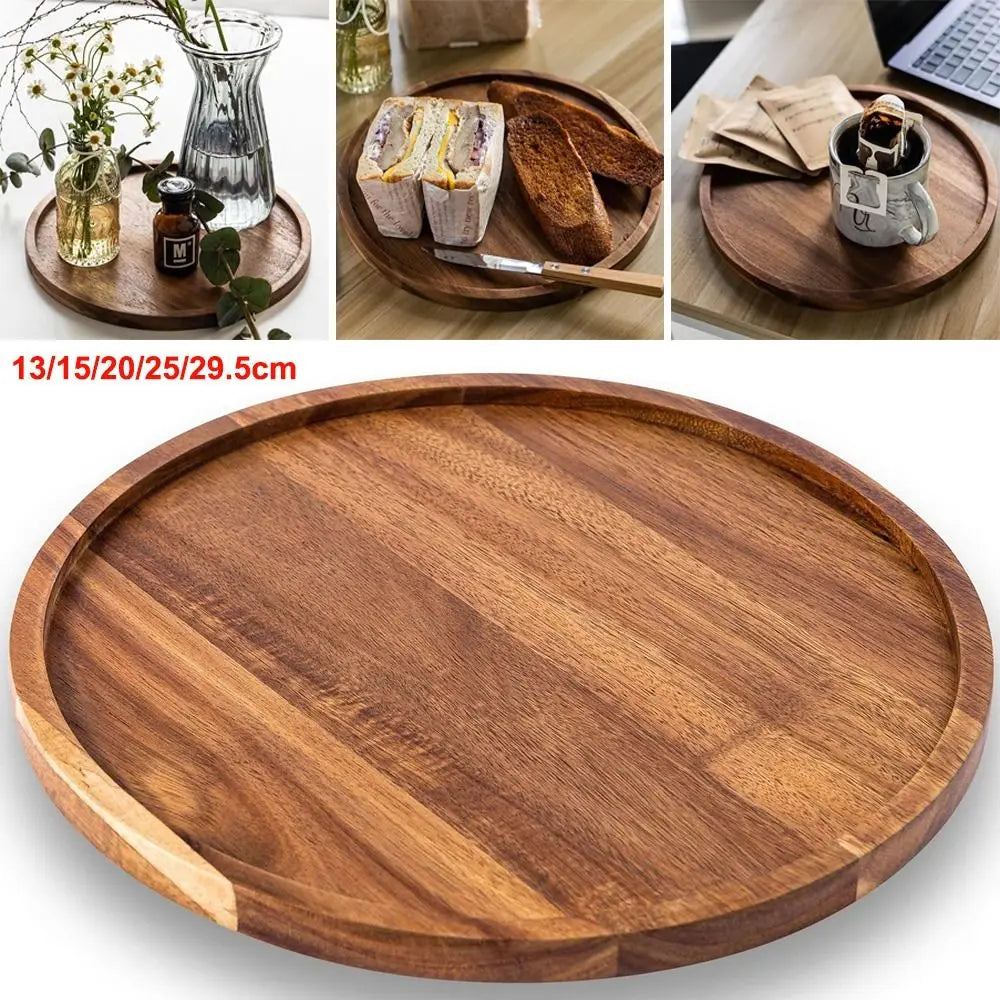 Decorative Round Dinner Plate Wooden Large Wood Dessert Pallet