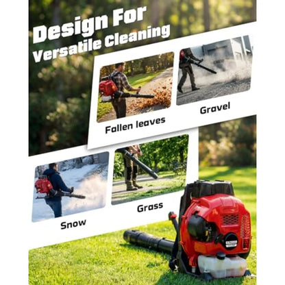 80CC Gas Backpack Leaf Blower with 2-Stroke Engine Heavy-Duty Leaf Blower