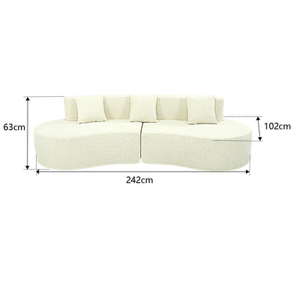 Curved Couch Half Moon Compressed Modular Sectional Sofa Home Living Room Cream White