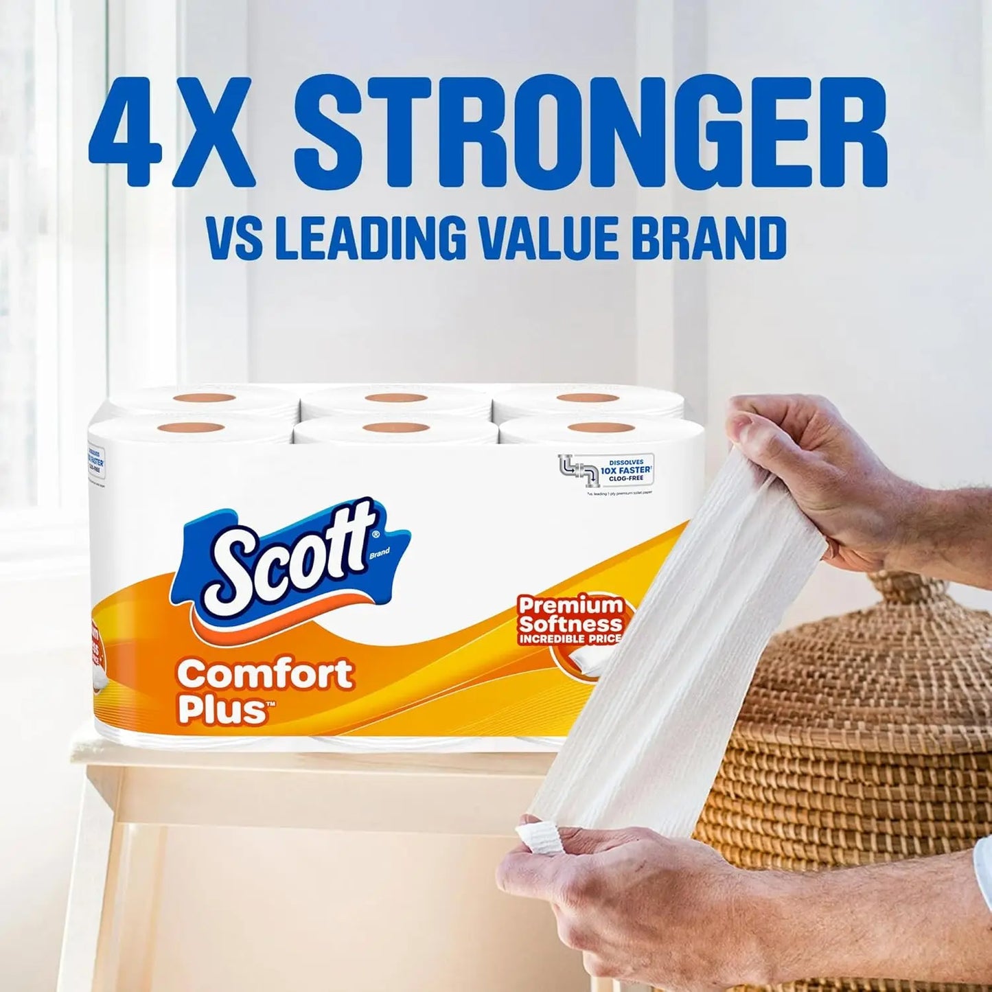 Comfort Plus Toilet Paper, 12 Double Rolls, 231 Sheets per Roll,