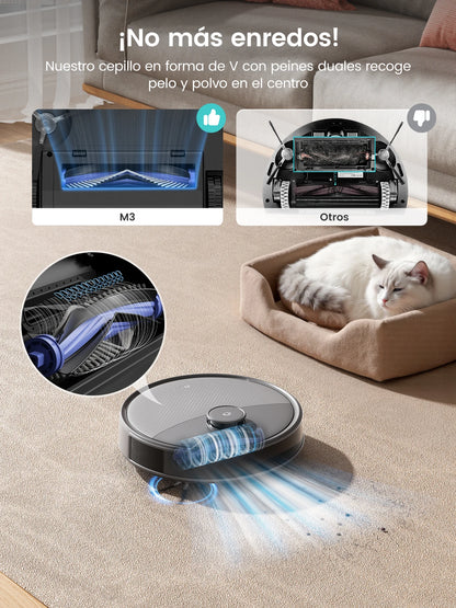 Max Robot Vacuum and Mop Anti-Tangle Brushes, Dual Spinning Mop, Auto Mop Washing