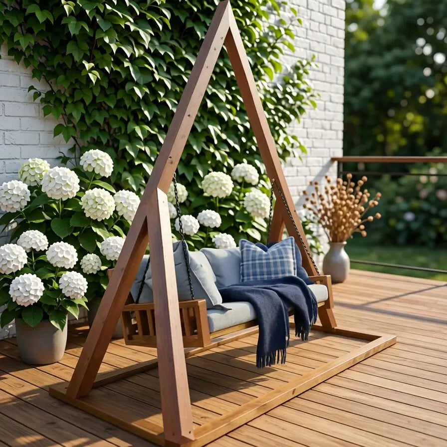 Solid wood outdoor swing chair courtyard balcony hanging basket