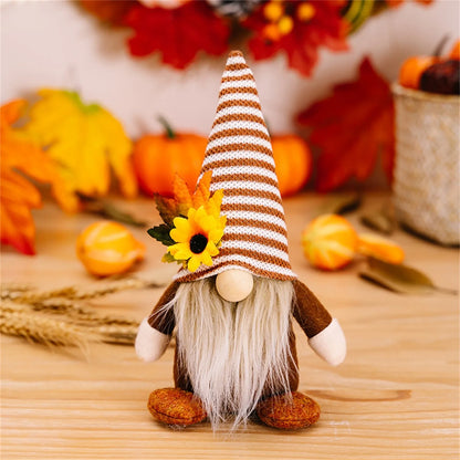 Fall Gnome Sunflower Maple Doll Harvest Autumn Elf Dwarf Plush Faceless Dolls Ornaments