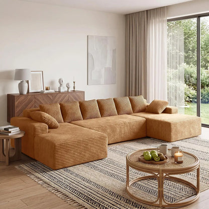 Oversized Sectional Sofa with Chaise Boneless Cloud Couches Deep Seat U Shaped Couches