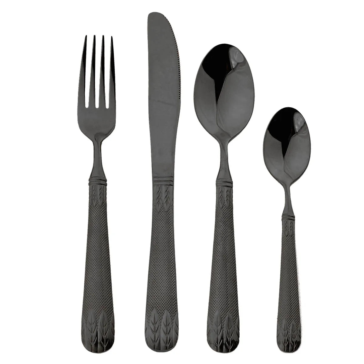 4Pcs Set Gold Wheat Ears Pattern Dinnerware 304 Stainless Steel Tableware