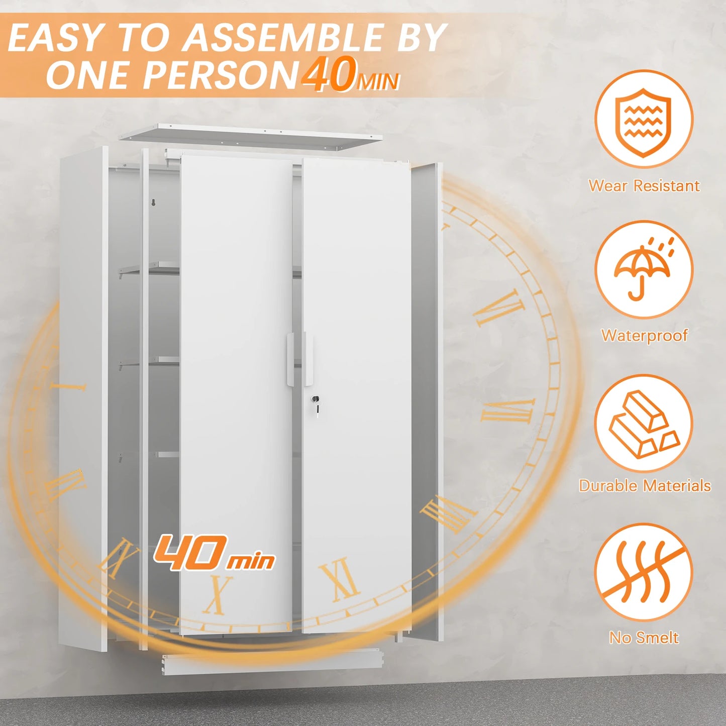 Metal Cabinet for Garage Storage Organization Industrial Utility Cabinet with Adjustable Shelves
