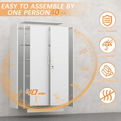Metal Cabinet for Garage Storage Organization Industrial Utility Cabinet with Adjustable Shelves