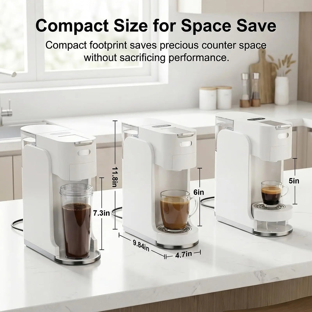 Single-Serve Coffee Maker, 4 in 1 Hot and Iced Coffee Machine, K-Cup Pod, NES Original DG Pod, Customizable Brew Volume, Heats up in 3 Seconds