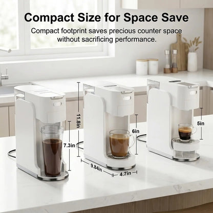 Single-Serve Coffee Maker, 4 in 1 Hot and Iced Coffee Machine, K-Cup Pod, NES Original DG Pod, Customizable Brew Volume, Heats up in 3 Seconds
