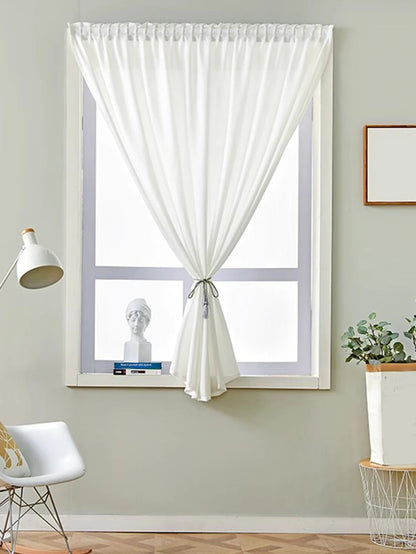 No Drill Magic Tape  white curtains  Daily White Simple Solid Color  Hook-and-Loop Fastener sheer curtains
