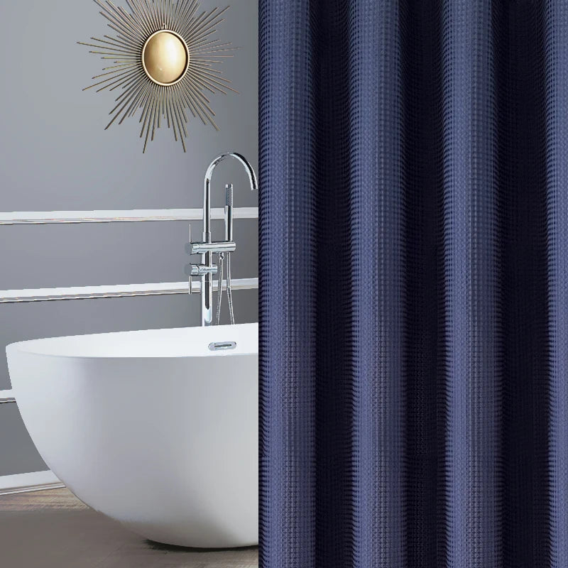 Thickened Waffle Solid Color Shower Curtain, Non-porous Double-sided Waterproof and Mildew