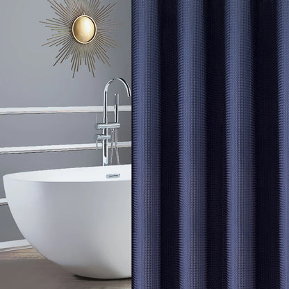 Thickened Waffle Solid Color Shower Curtain, Non-porous Double-sided Waterproof and Mildew