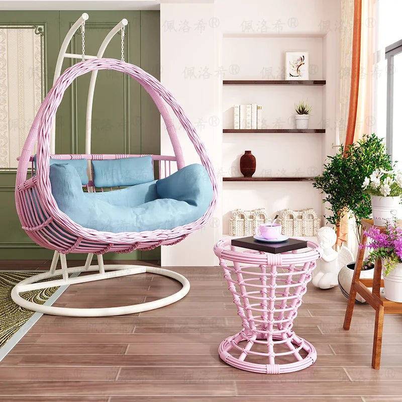 Hanging basket rattan courtyard double swing lazy chair