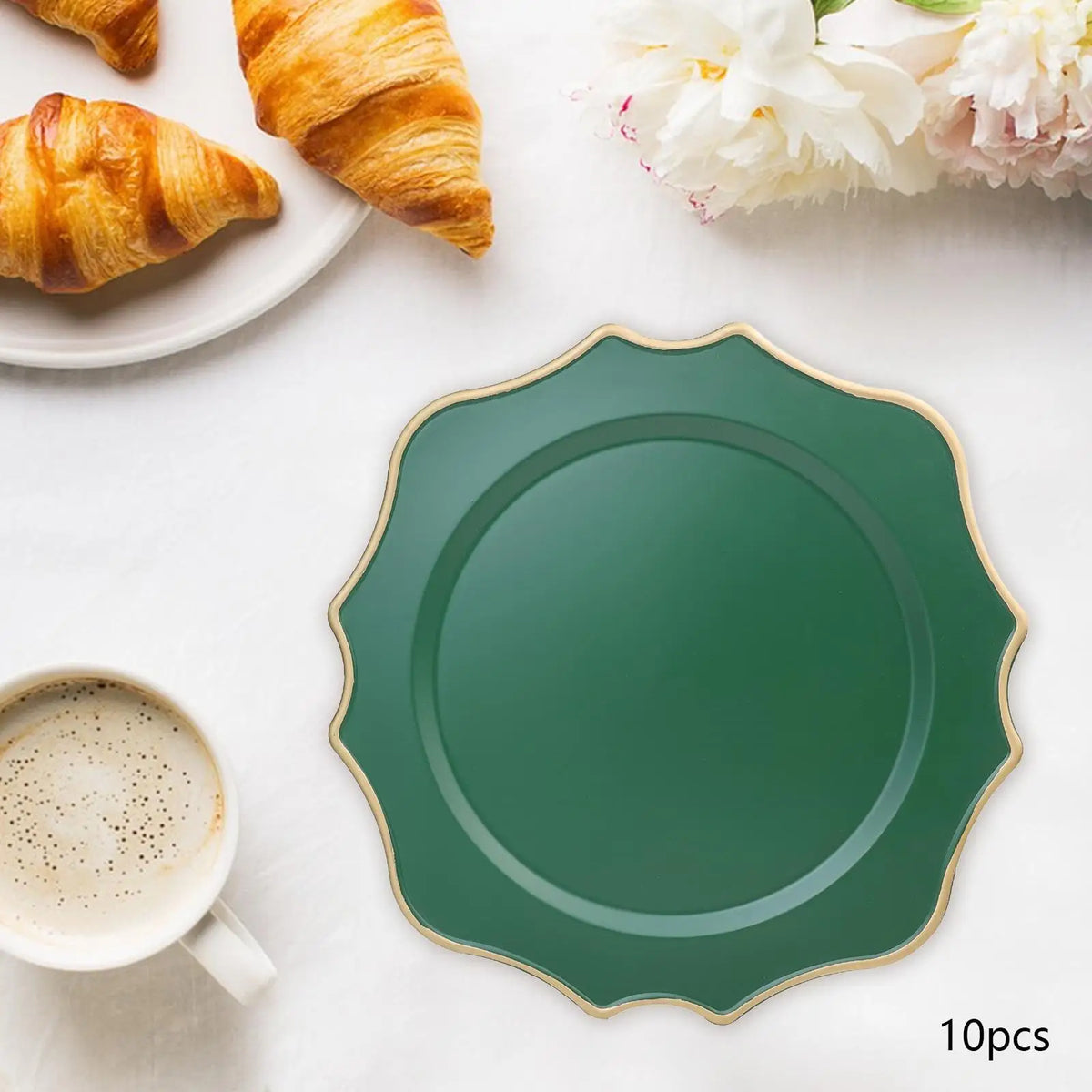 Elegant Plastic Charger Plates Decorative Tableware Plates for Holiday Dinner Events