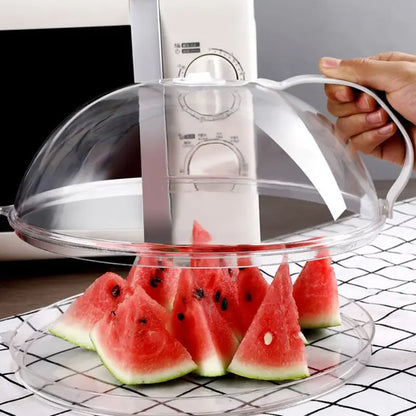 Microwave Food Splash Resistant Food Heating Cover with Steam Vent and Handle Transparent Plate Cover