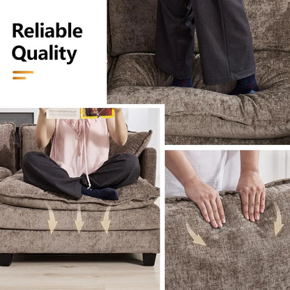 V Shaped Cloud Sectional Sofa, Oversized Deep Seat Couches for Living Room, Comfy Upholstered