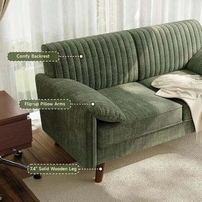 Modern Loveseat Sofa 64.5" for Small Space Living Room, Chenille Fabric 2-Seater Couch