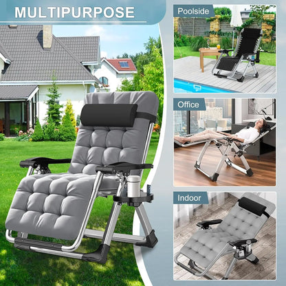 Zero Gravity Chair, Premium Outdoor Lawn Folding Adjustable Reclining Patio Chairs