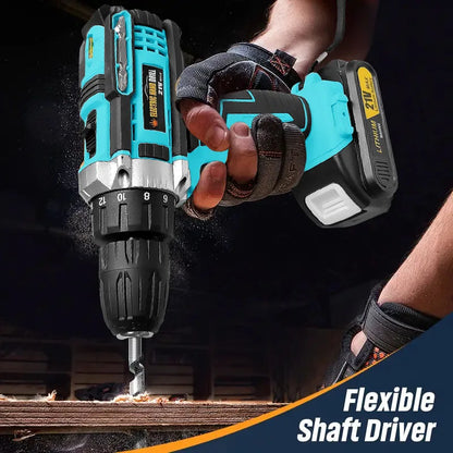 21V Cordless Drill Set with Multi-Function Electric Screwdriver High-Power Rechargeable Combination Tool
