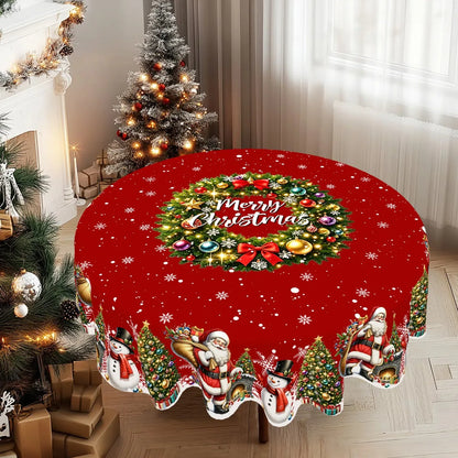 Thick Tablecloth Santa Claus Wreath Pattern Table Cover