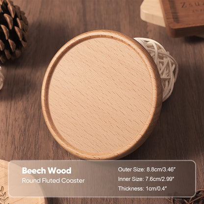 Wood Coaster Round Square Beech Wood Cup Mat Durable Heat Resistant Pad Placemats 8.8cm/3.46in