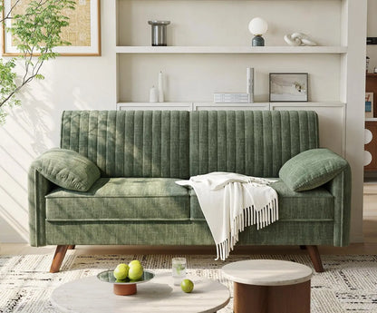 Modern Loveseat Sofa 64.5" for Small Space Living Room, Chenille Fabric 2-Seater Couch