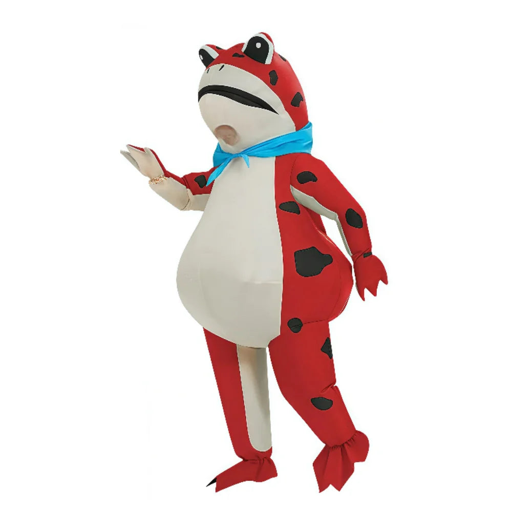 Inflatable Frog Costume for Adults, Funny Blow-Up Frog Suit with Scarf, Halloween parties