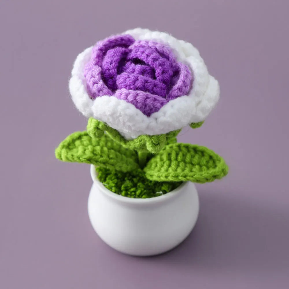 Hand-knitted Sunflower Tulip Crochet Flowers Potting