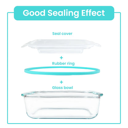 8pcs Glass Food Storage Containers Set Lunch Box Leakproof Airtight Microwave & Oven Safe