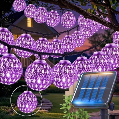Outdoor Solar Moroccan Ball String Light-50/30/20 LED Fairy Light, 8 Modes,