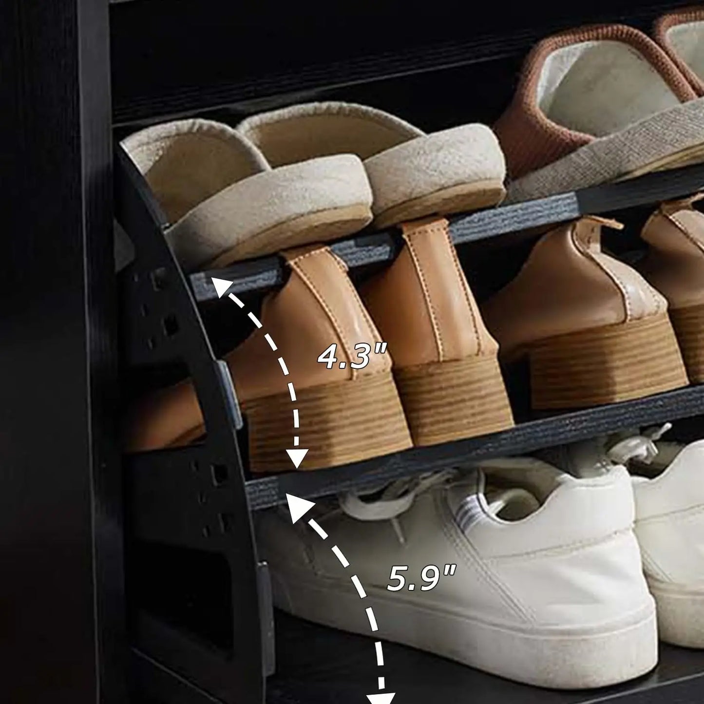 Shoe Storage entryway Bench with seat cushion Flip Drawers & Lift Top Storage Box,3-Tier Short Shoe