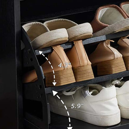 Shoe Storage entryway Bench with seat cushion Flip Drawers & Lift Top Storage Box,3-Tier Short Shoe