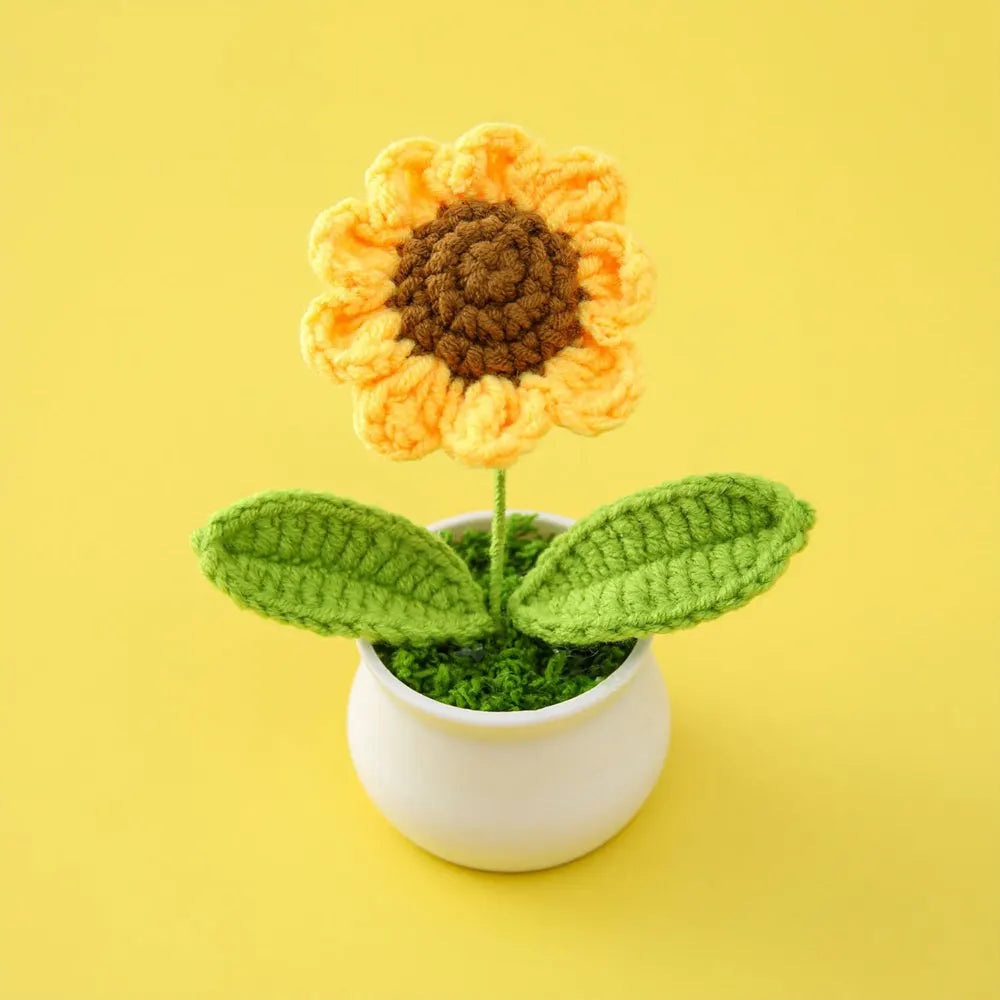 Hand-knitted Sunflower Tulip Crochet Flowers Potting