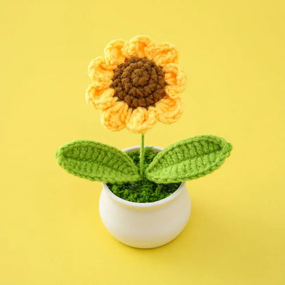 Hand-knitted Sunflower Tulip Crochet Flowers Potting