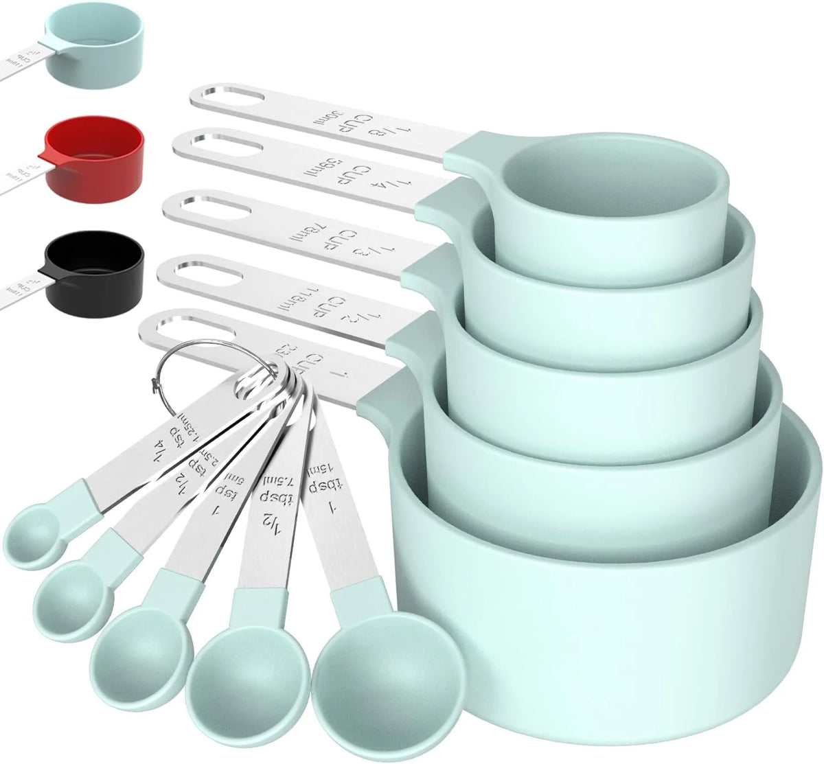 8pcs Measuring Cups & Spoons Set, Stackable Nesting Measure Cups with Stainless Steel Handle for Cooking & Baking