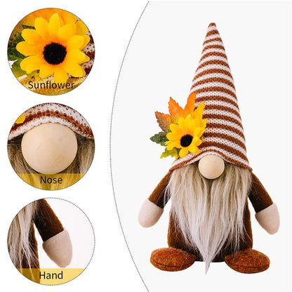 Fall Gnome Sunflower Maple Doll Harvest Autumn Elf Dwarf Plush Faceless Dolls Ornaments