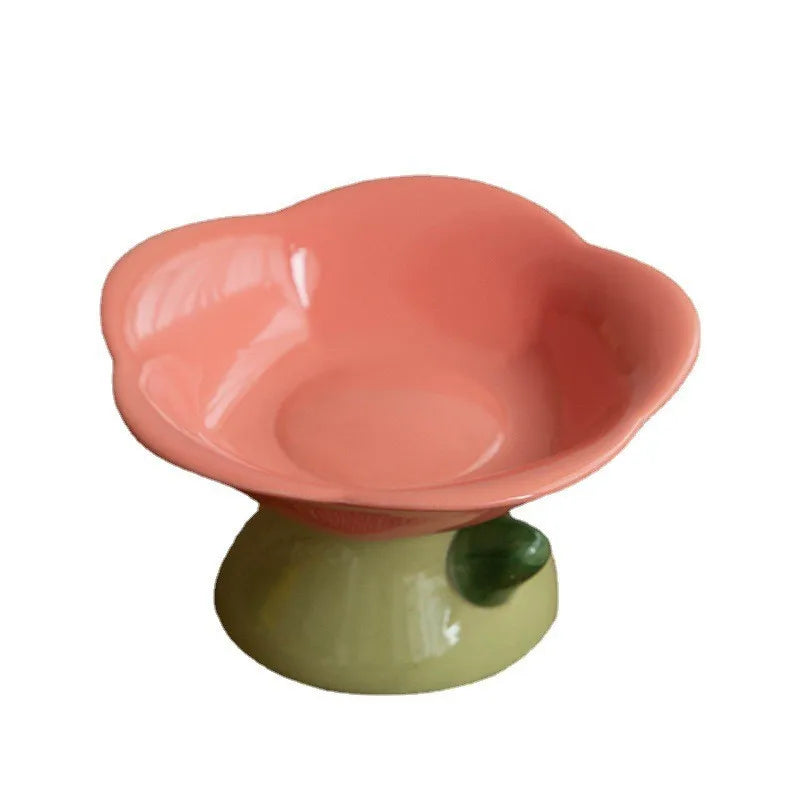 Cute Ceramic Cat Bowl Non-slip Flower Shape Food Water Pet Supplies Cat