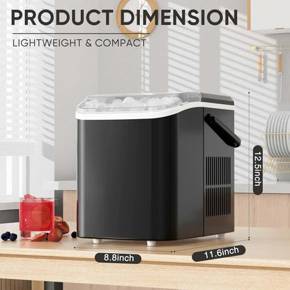 Portable Ice Maker, 26lbs/24H, 9 Cubes in 6 Mins, Self-Cleaning,