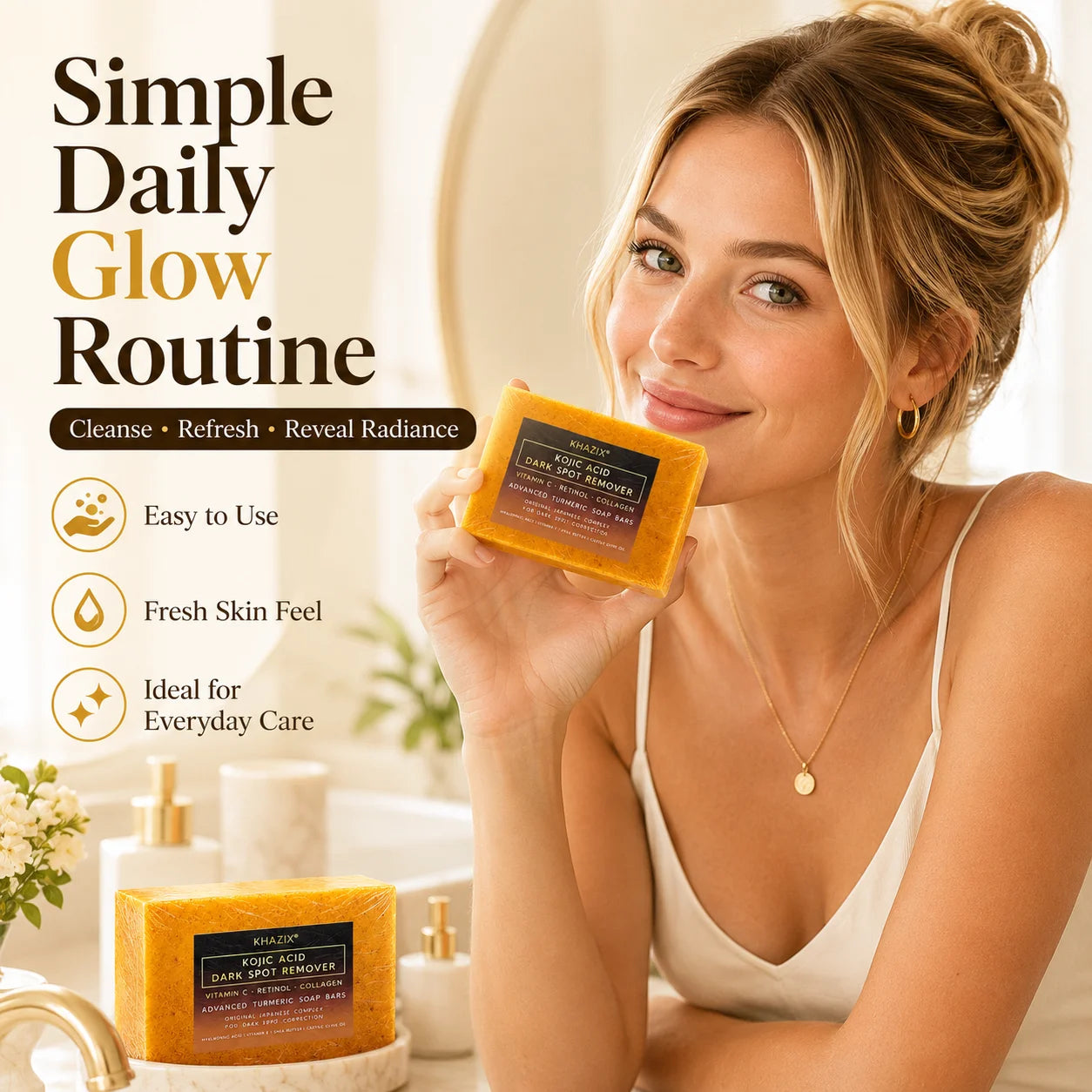 Turmeric Acid Face & Body Soap, Gentle Cleansing with Shea Butter, Retinol and Vitamin E