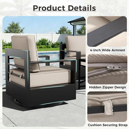 Outdoor Swivel Rocker Patio Set of 2, All-weather Metal Outdoor Chair