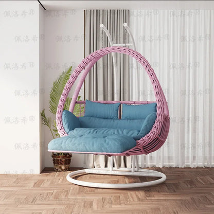 Hanging basket rattan courtyard double swing lazy chair