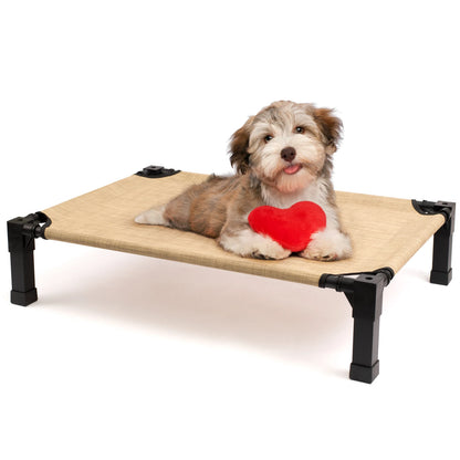 Elevated Dog Bed, Cooling Raised Pet Cot with Chew Proof Washable Breathable Mesh and Metal Frame