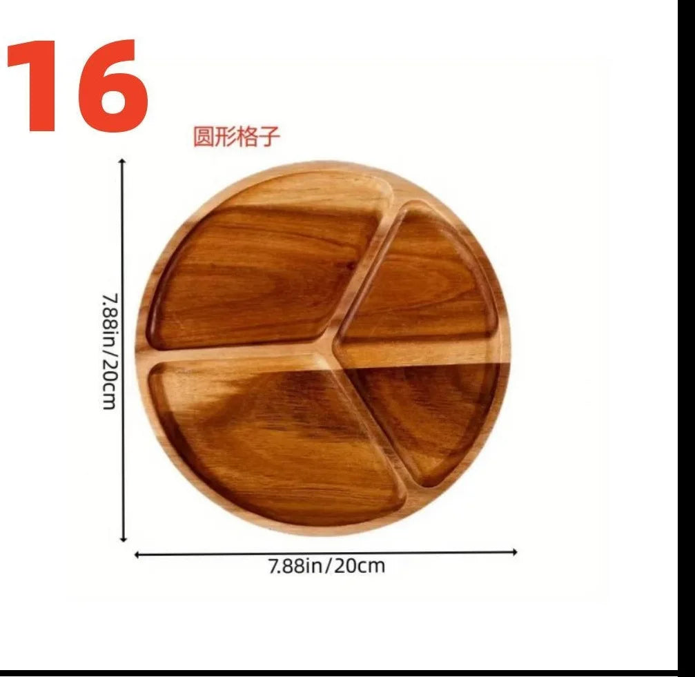 Japanese solid wood fruit plate multi-size high-value snack plate