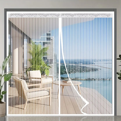 White Striped Magnetic Mosquito Net Curtains Designed for Summer to Keep Insects