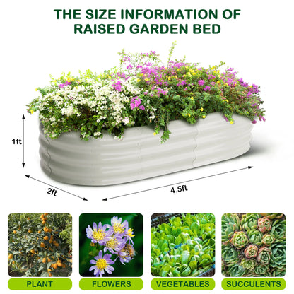 2-Pack Oval Galvanized Steel Raised Garden Bed Open Base Safety Edge Metal Plant