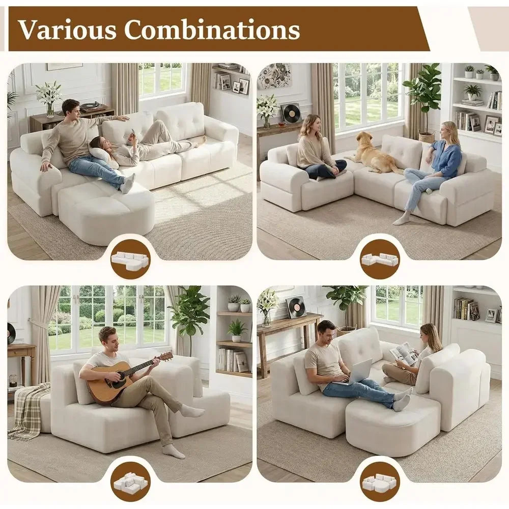 Convertible L-Shaped Sectional Couch with Deep Seating, High-Density Memory Foam, Chaise, and Pet-Friendly Fabric
