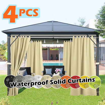 4 Panels Outdoor Curtains, Waterproof & UV-Resistant Tab Top Design