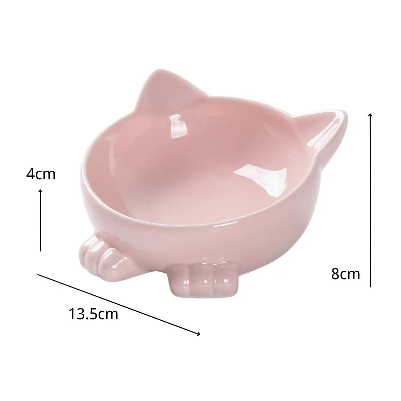 Cute Ceramic Cat Bowl Non-slip Flower Shape Food Water Pet Supplies Cat