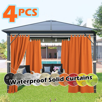 4 Panels Outdoor Curtains, Waterproof & UV-Resistant Tab Top Design